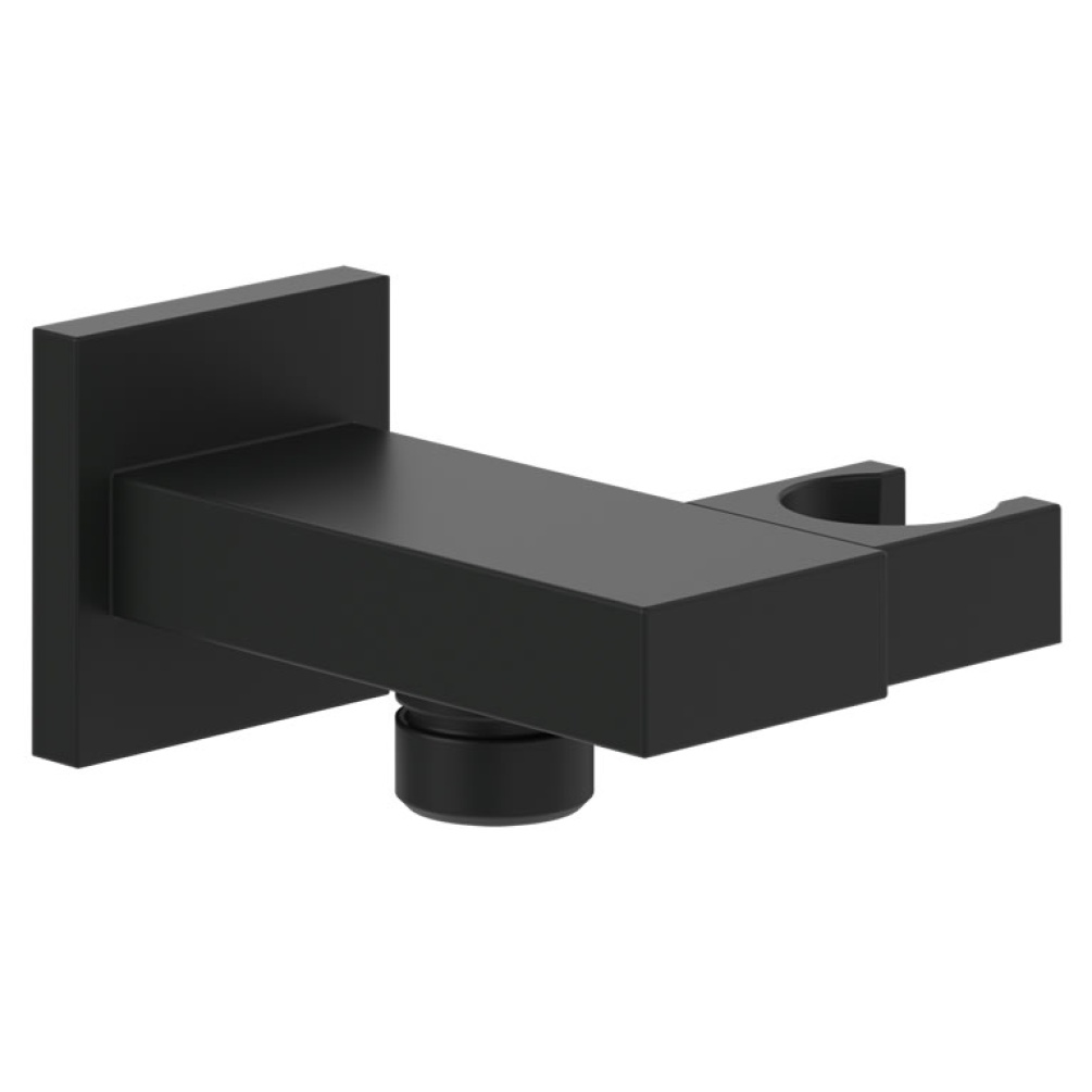 Cutout image of Villeroy & Boch Universal Matt Black Square Shower Holder & Outlet